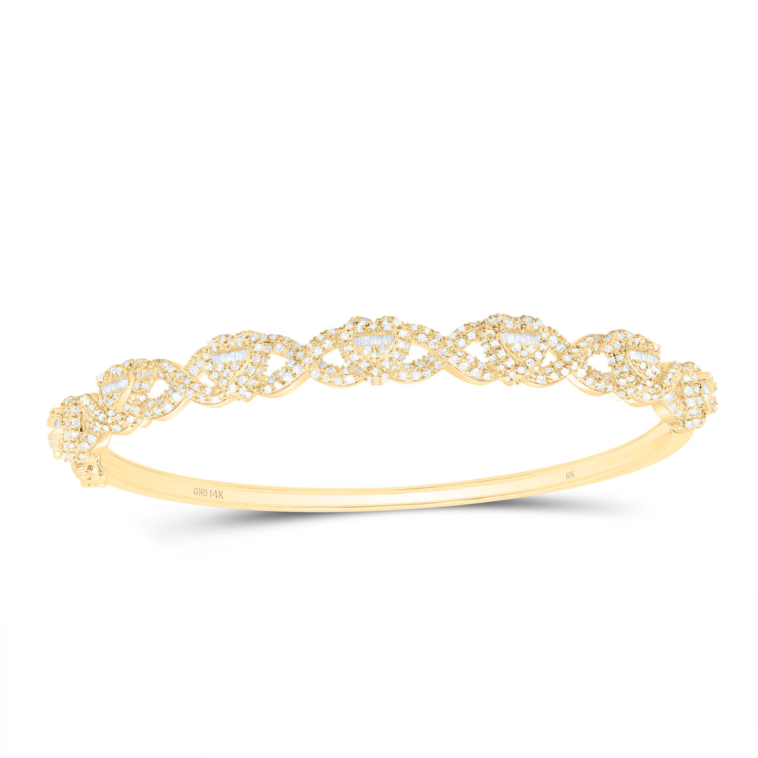 14kt Gold Diamond Heart Bangle 1-1/2 ctw