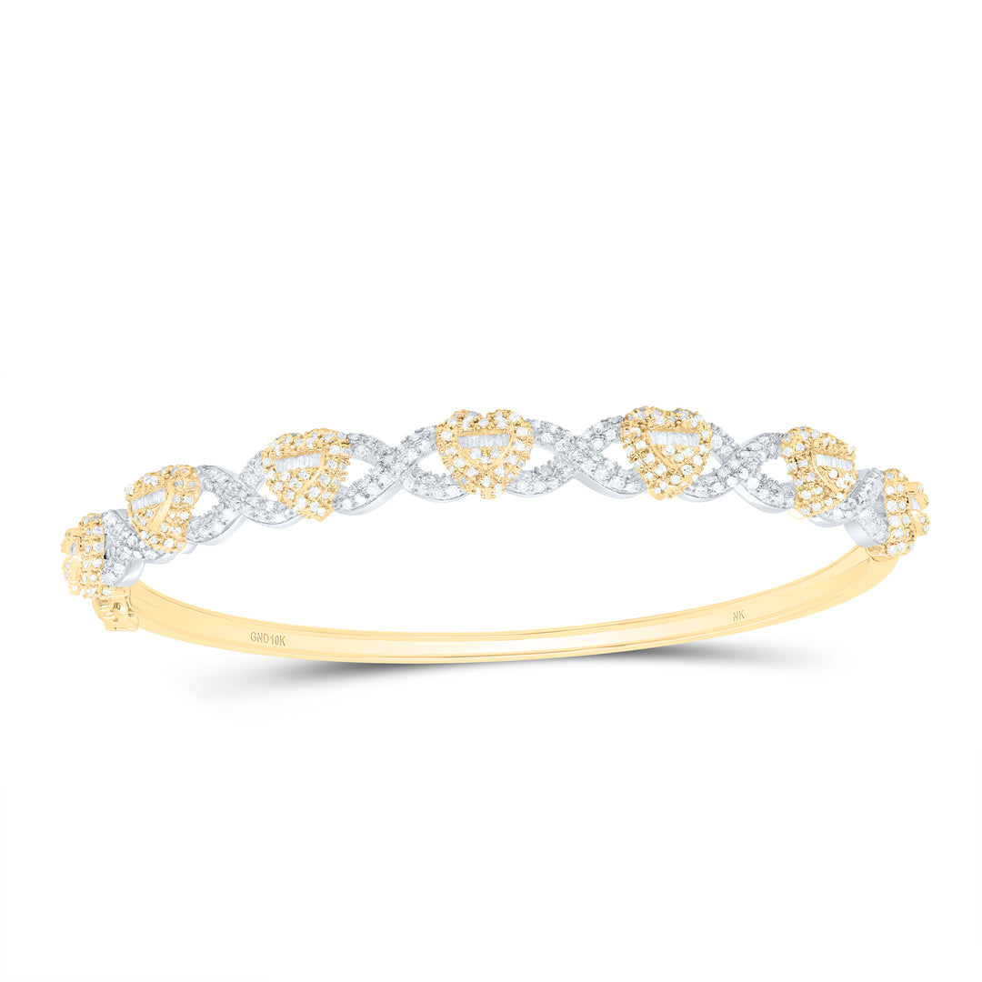 10kt Gold Diamond Heart Bangle 1-1/2 ctw