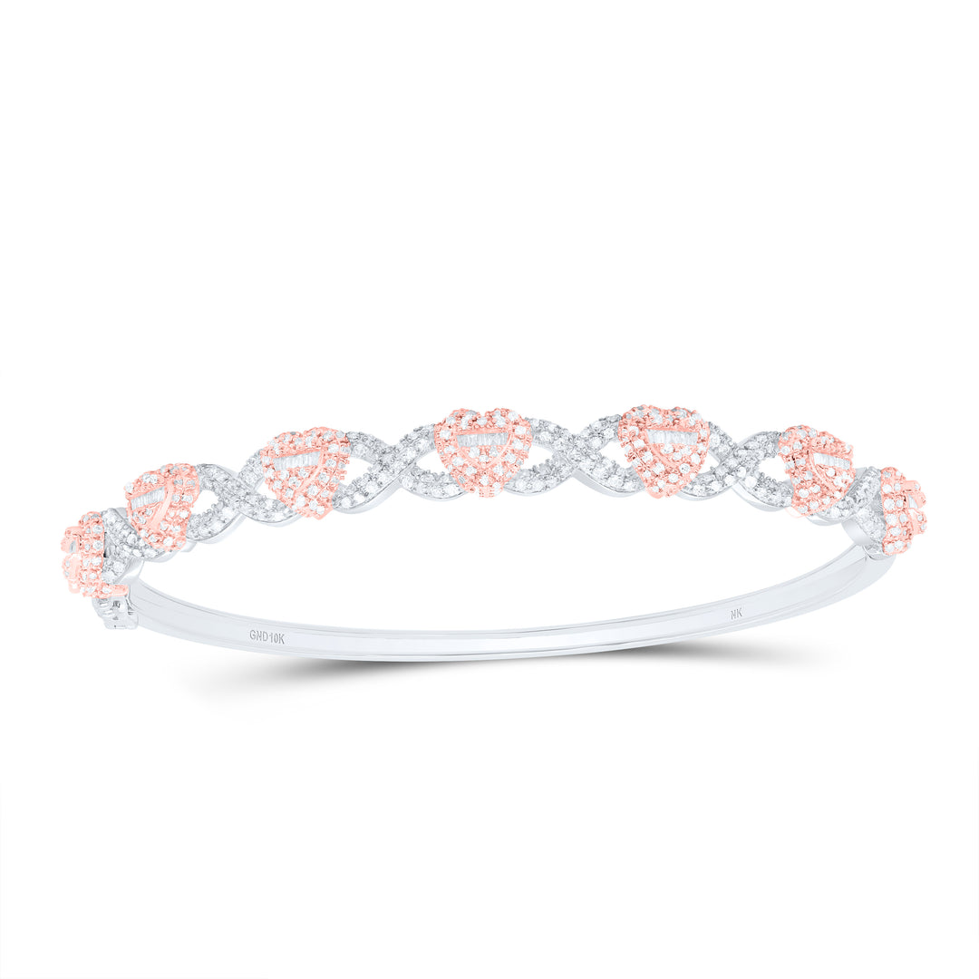 10kt Gold Diamond Heart Bangle 1-1/2 ctw