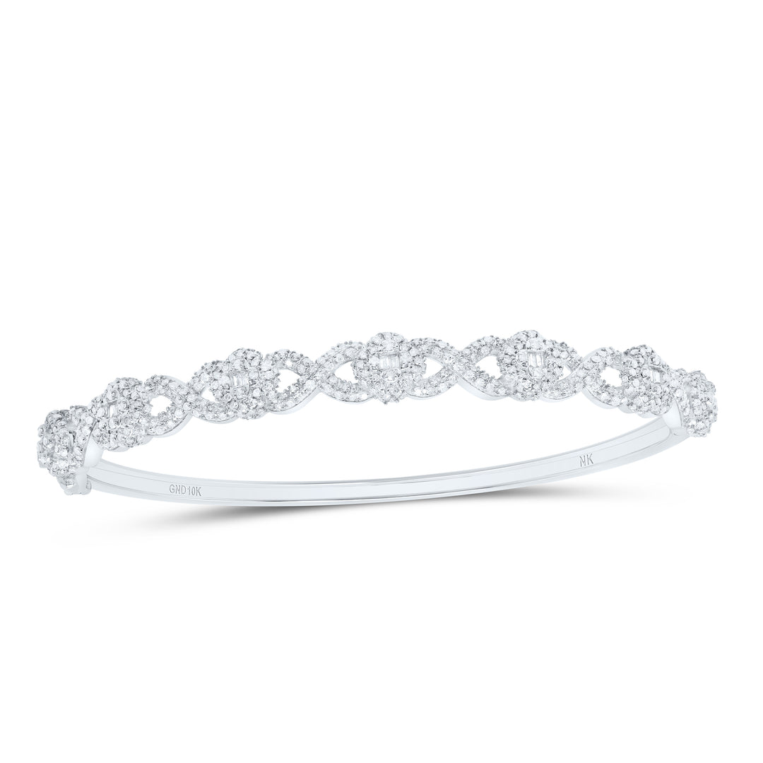 10kt Gold Diamond Clover Bangle 1-5/8 ctw