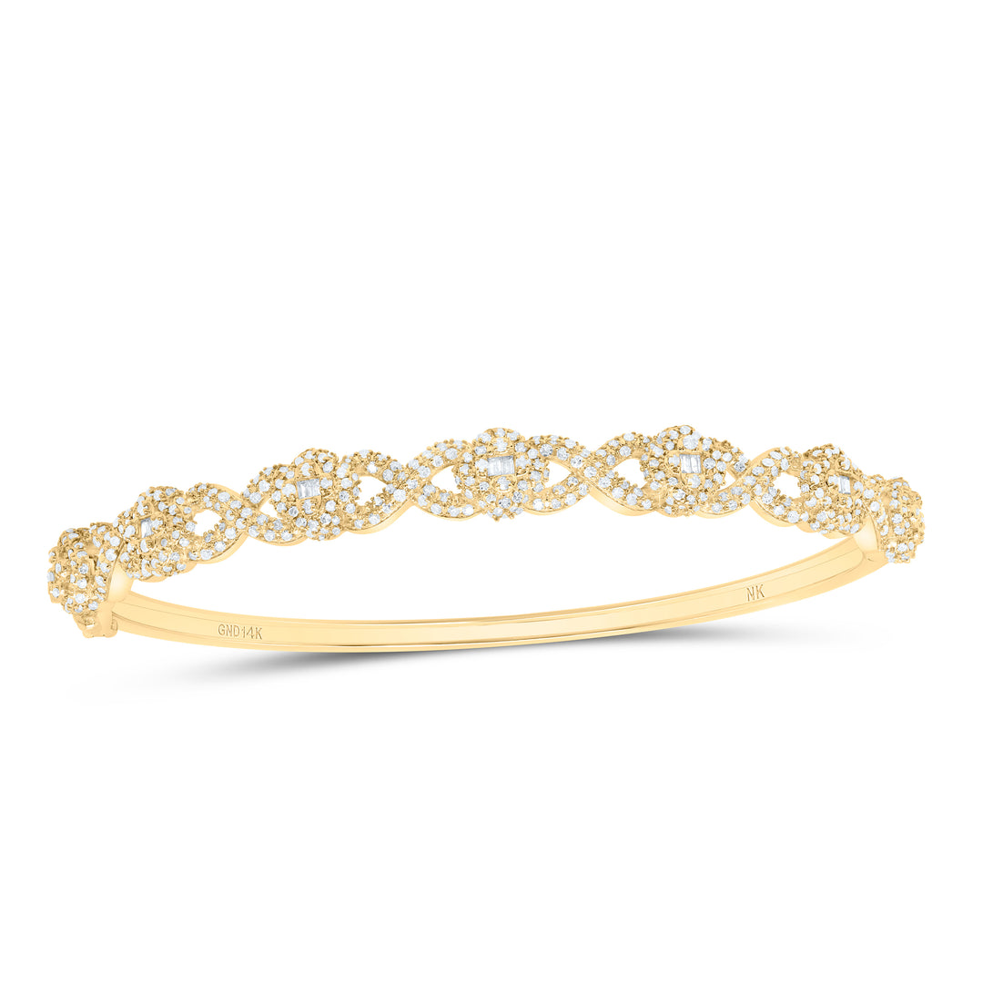 14kt Gold Diamond Clover Bangle 1-5/8 ctw