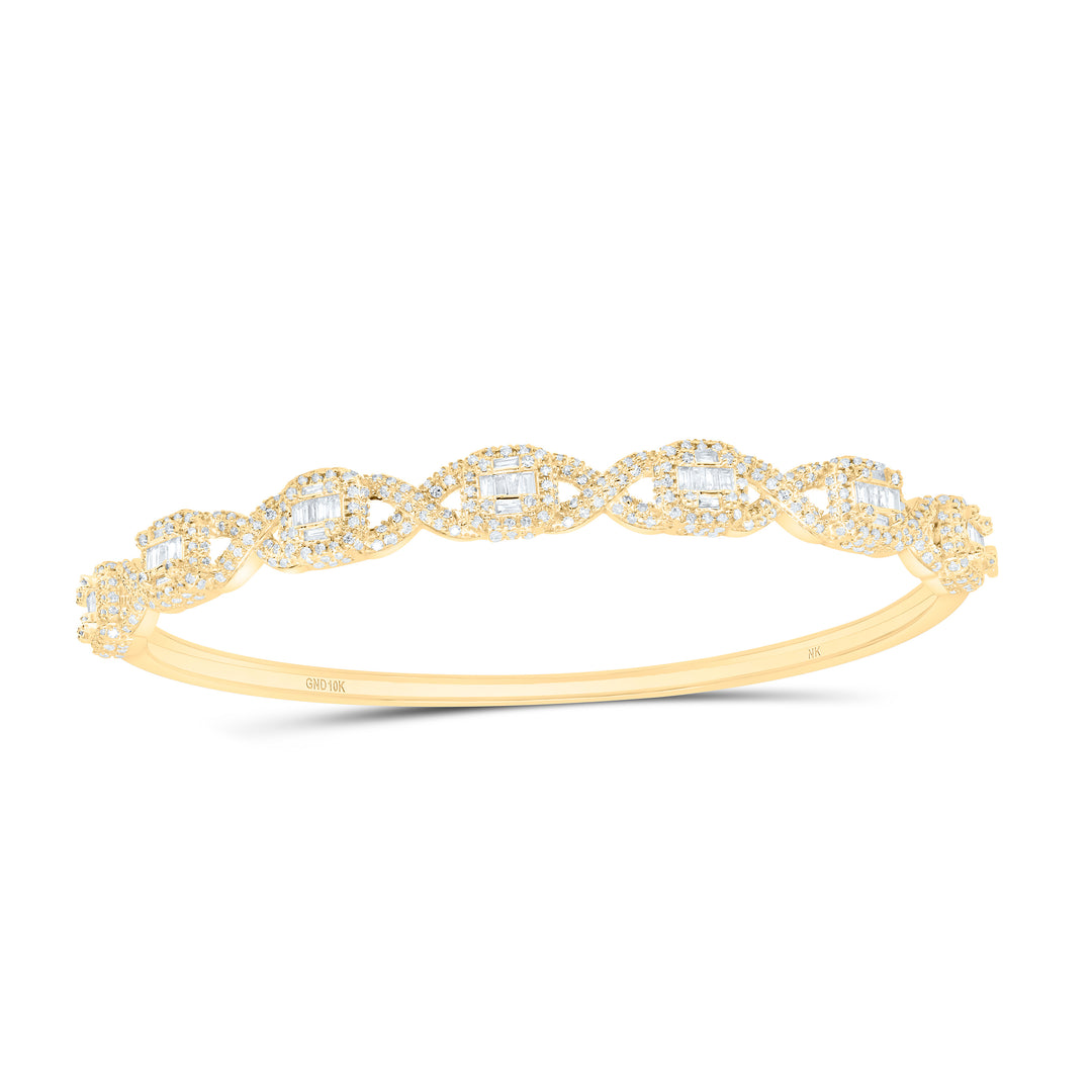 10kt Gold Diamond Cushion Bangle 1-7/8 ctw