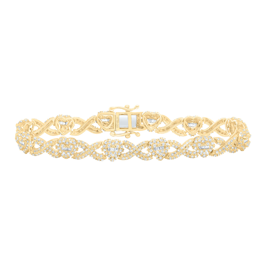 10kt Gold Diamond Heart Bracelet 2-5/8 ctw