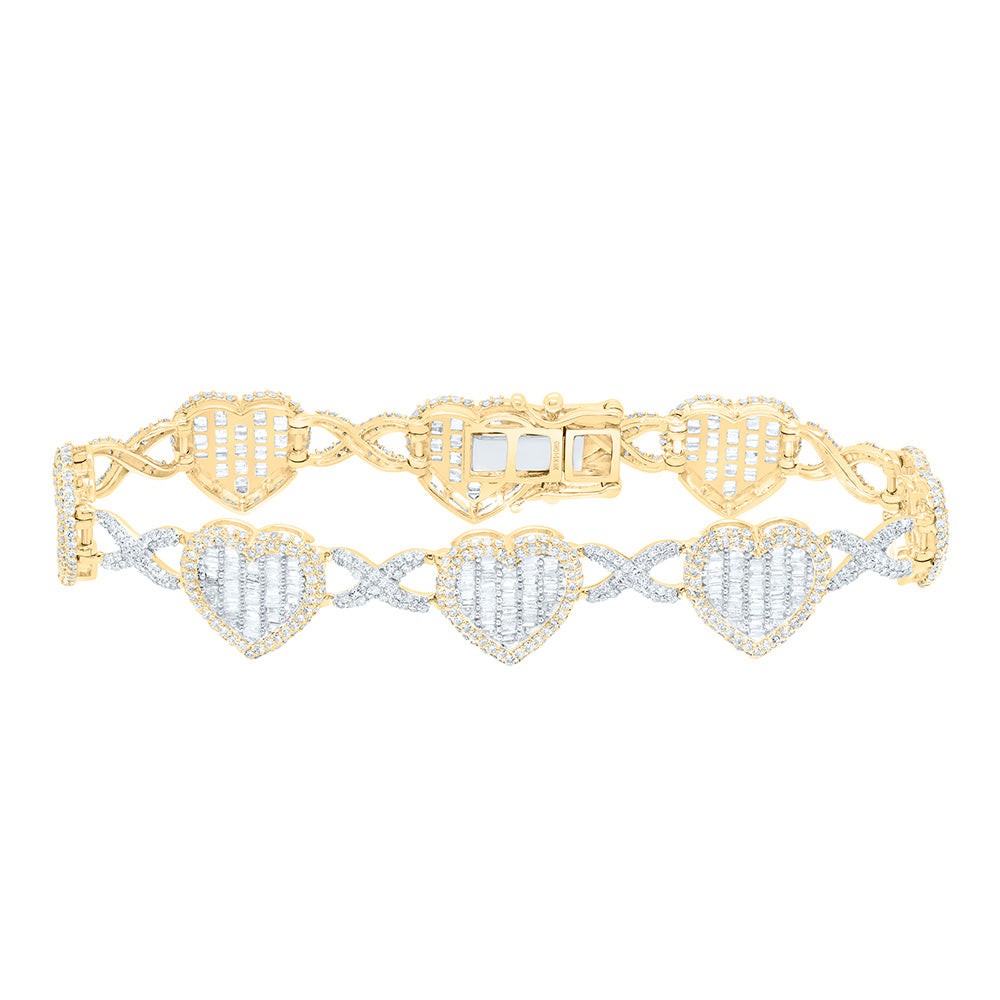 14kt Gold Diamond Heart Bracelet 4-3/8 ctw