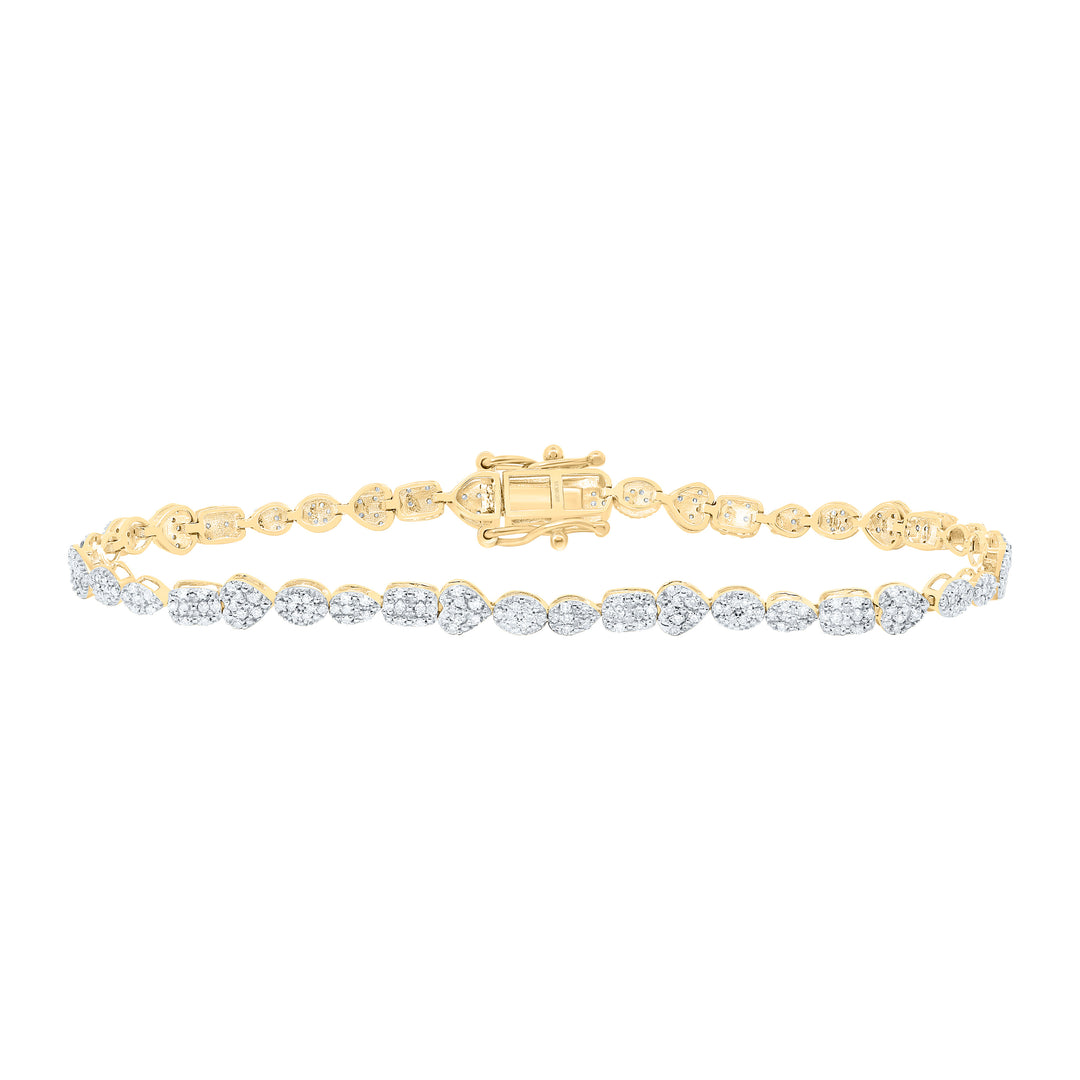 10kt Gold Diamond Heart Bracelet 3/4 ctw