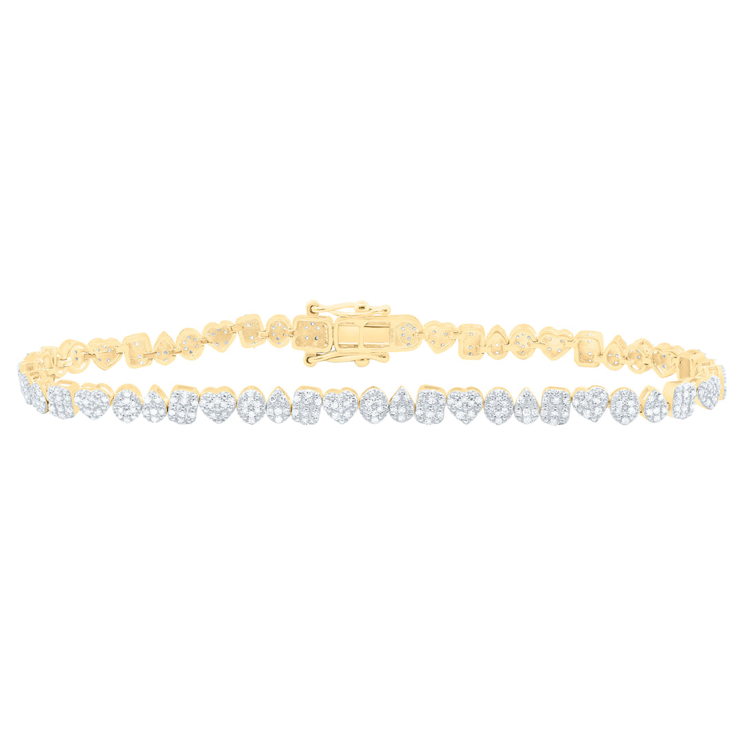 10kt Gold Diamond Heart Bracelet 1 ctw