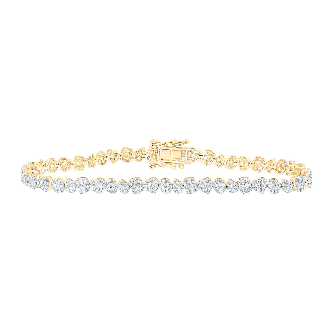 10kt Gold Diamond Heart Bracelet 7/8 ctw