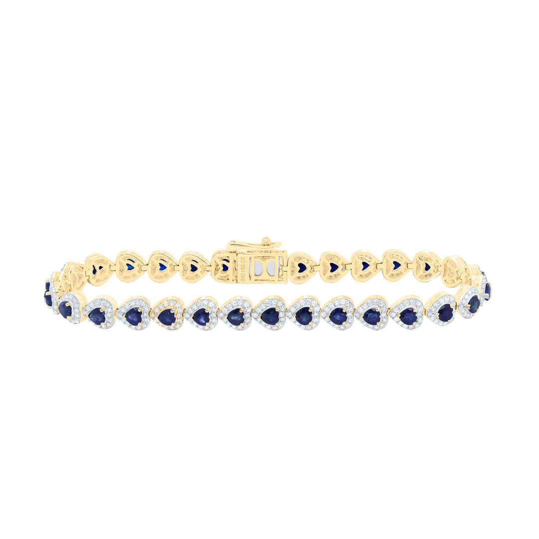 14kt Gold Diamond Heart Bracelet 1-5/8 ctw