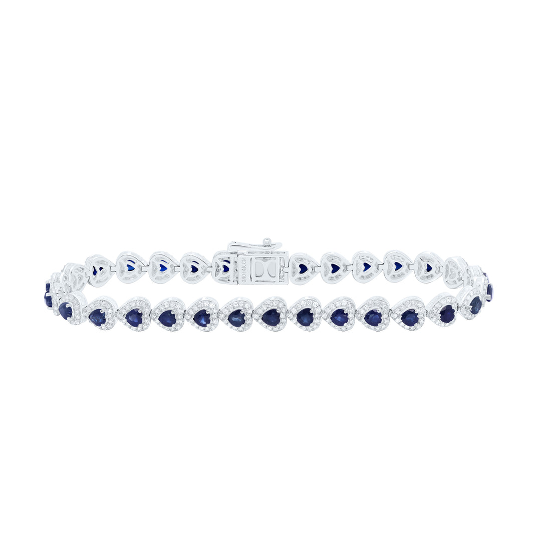 14kt Gold Diamond Heart Bracelet 1-5/8 ctw