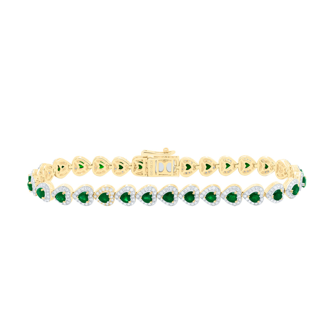 14kt Gold Diamond Heart Bracelet 1-5/8 ctw