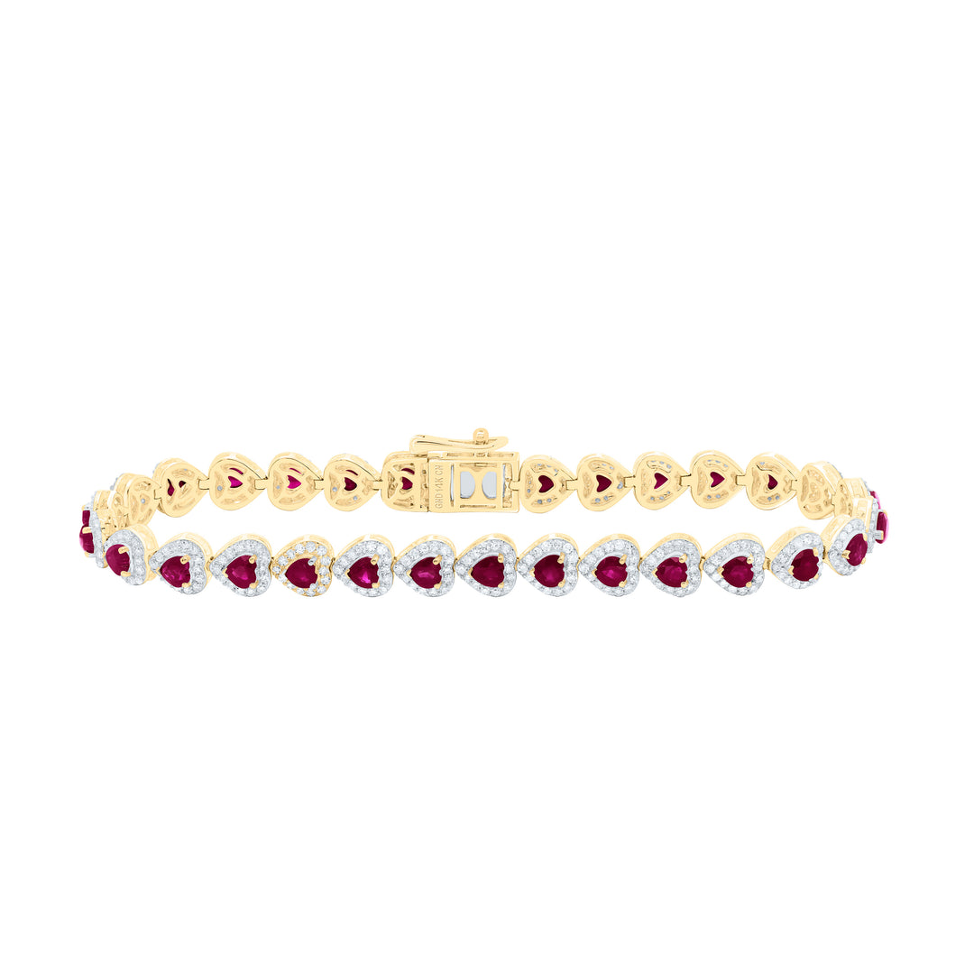 14kt Gold Diamond Heart Bracelet 1-5/8 ctw