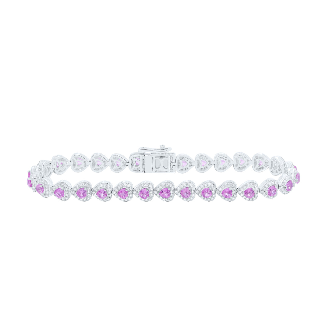 14kt Gold Diamond Heart Bracelet 1-5/8 ctw