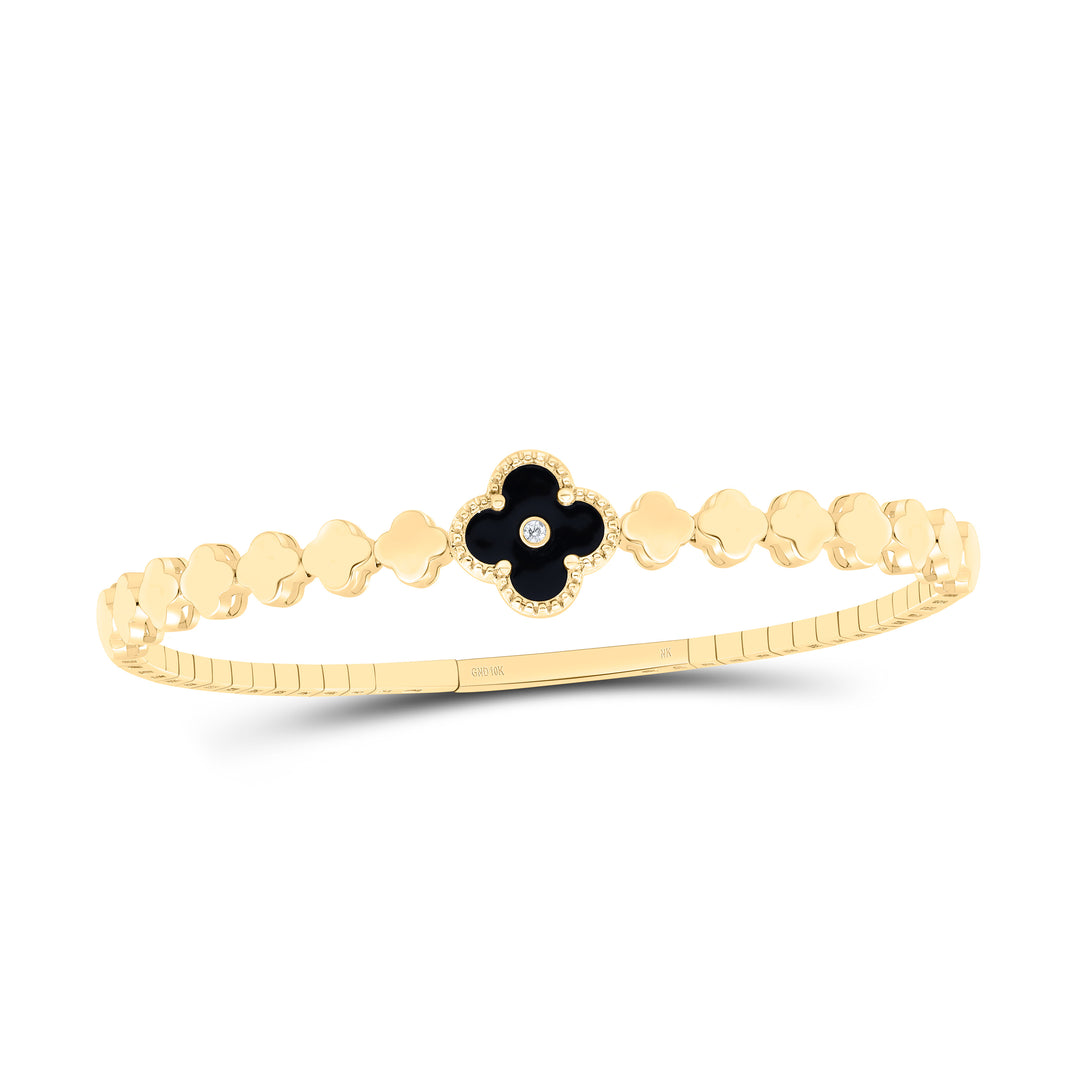 0.013CTW-NAT DIA NK GIFT CLOVER BANGLE (60X48MM)