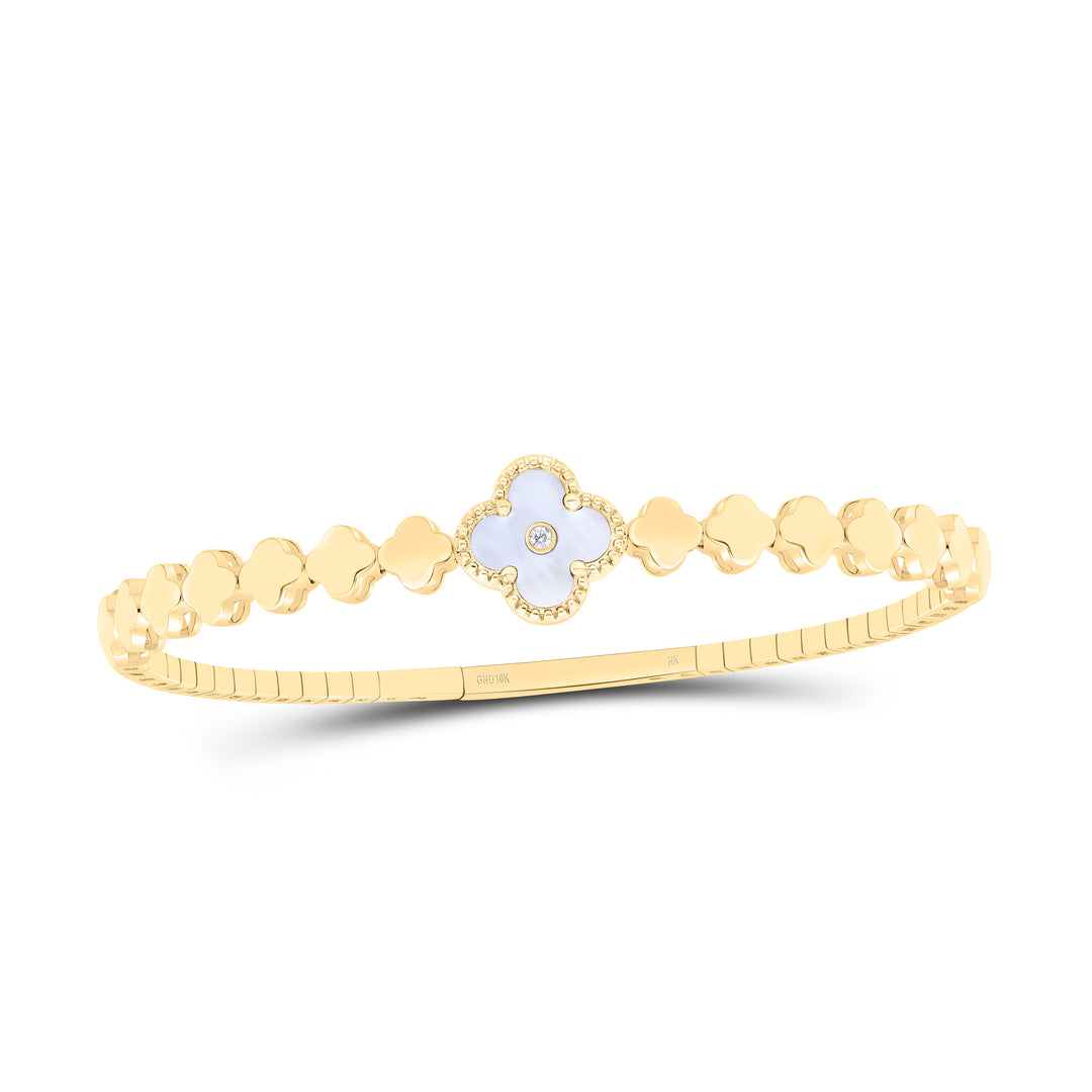 0.013CTW-NAT DIA NK GIFT CLOVER BANGLE (60X48MM)