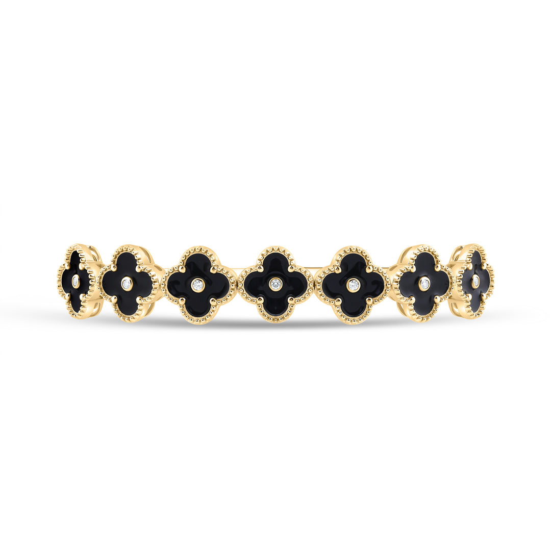 14kt Gold Diamond Clover Bangle 1/12 ctw - view 2