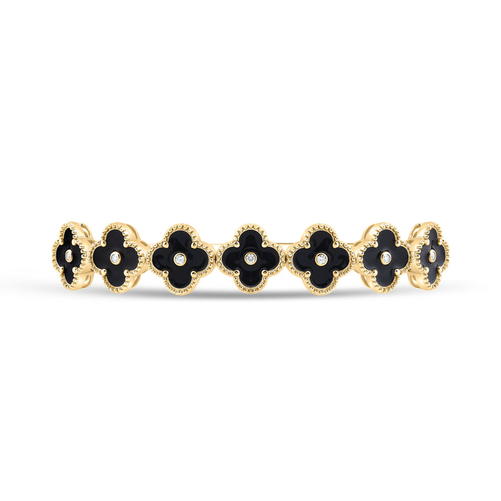 14kt Gold Diamond Clover Bangle 1/12 ctw - view 2