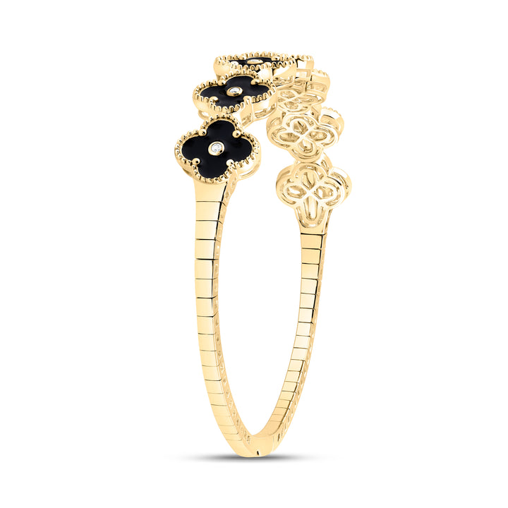 14kt Gold Diamond Clover Bangle 1/12 ctw - view 3