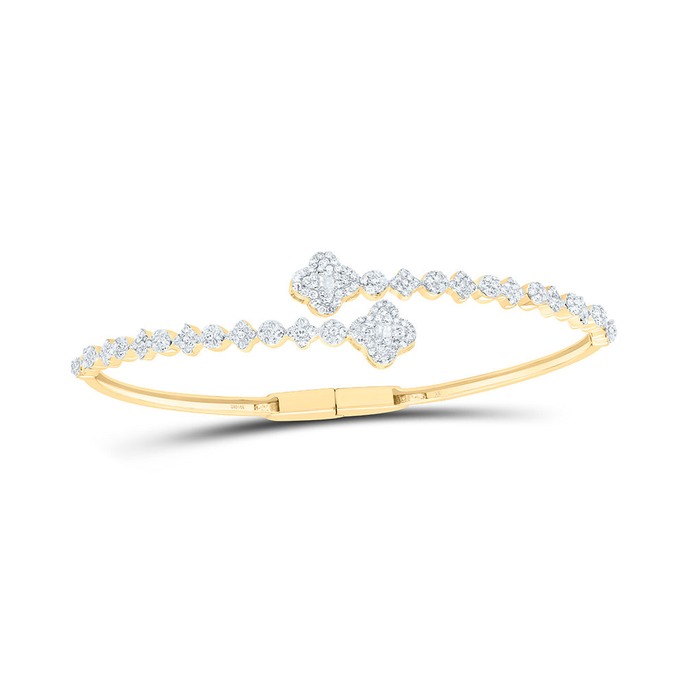 14kt Gold Diamond Clover Bangle 1 ctw