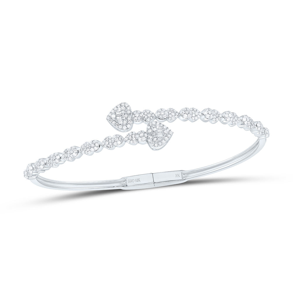10kt Gold Diamond Heart Bangle 1-1/5 ctw