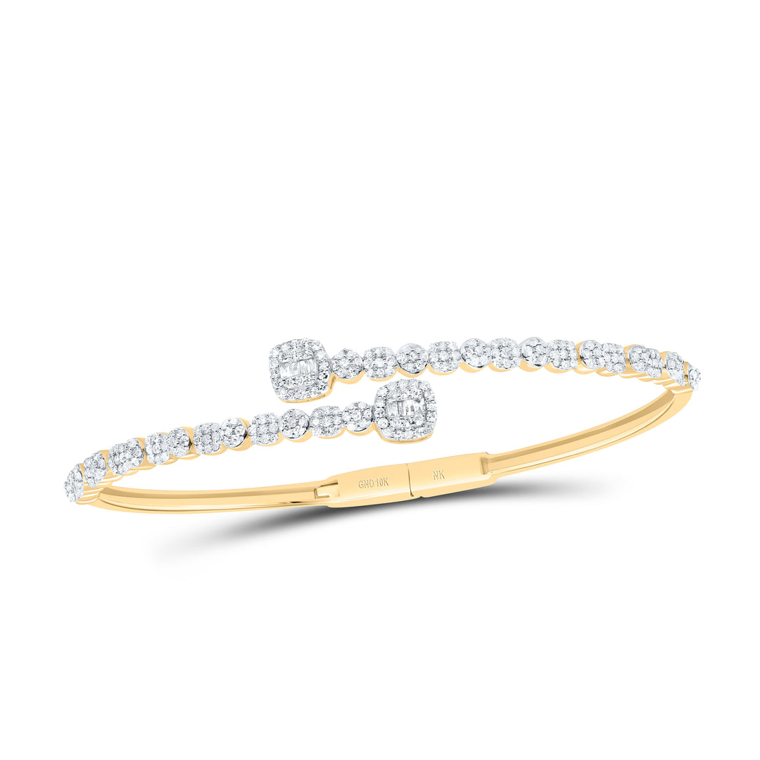 10kt Gold Diamond Cushion Bangle 1-3/8 ctw