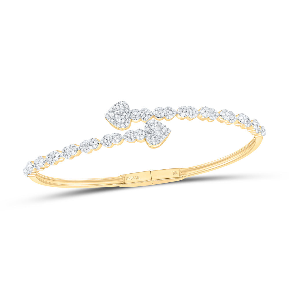 14kt Gold Diamond Heart Bangle 1-1/5 ctw