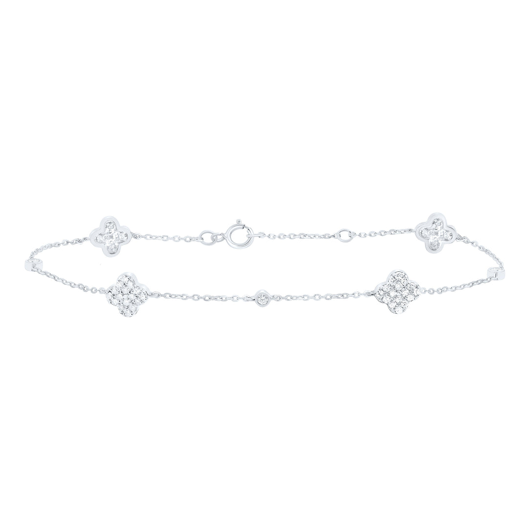 10kt Gold Diamond Clover Bracelet 1/3 ctw