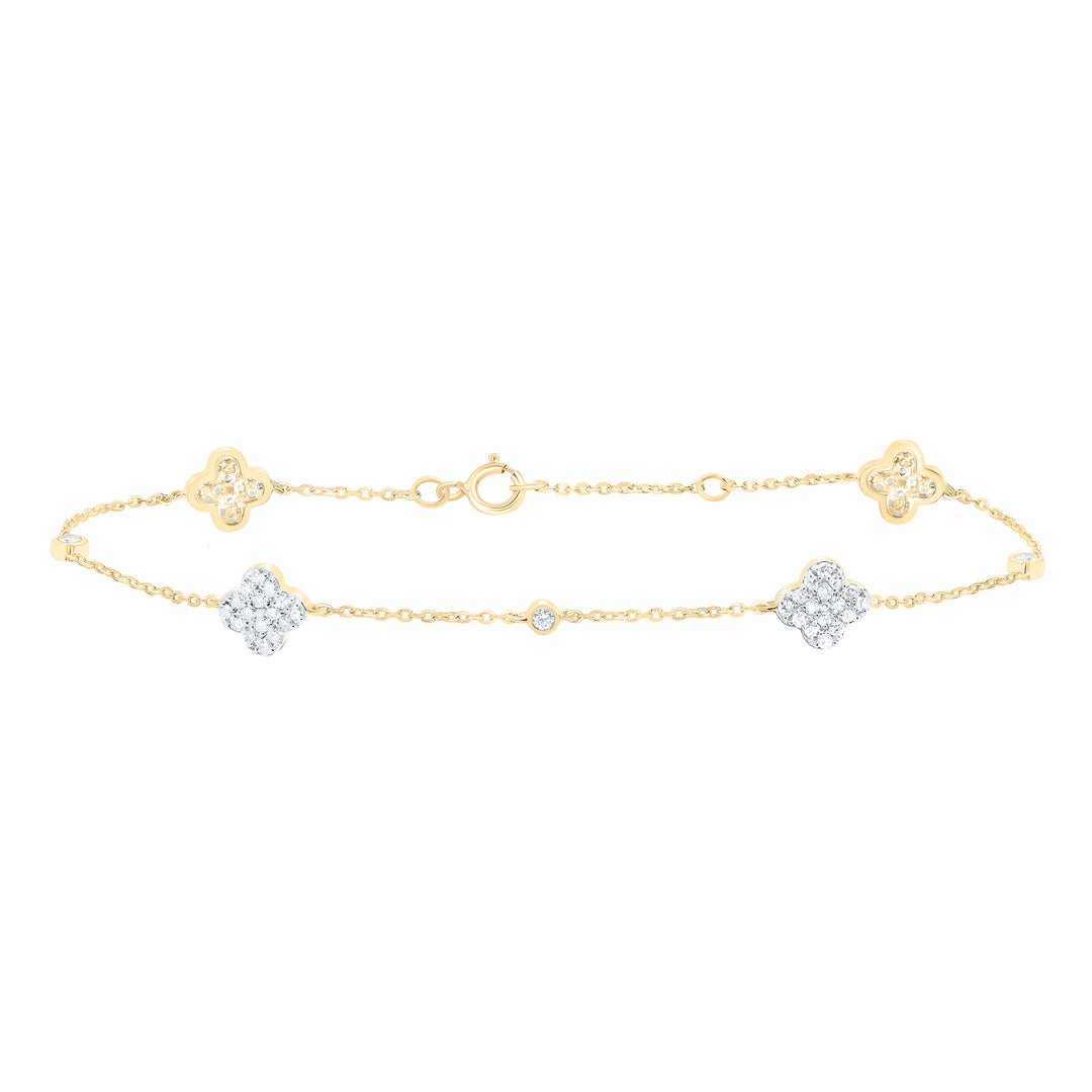 14kt Gold Diamond Clover Bracelet 1/3 ctw