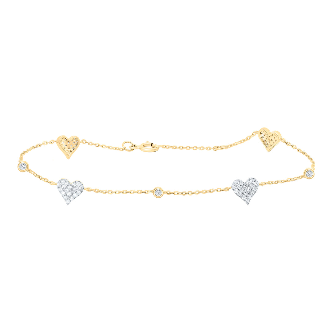 10kt Gold Diamond Heart Bracelet 1/3 ctw