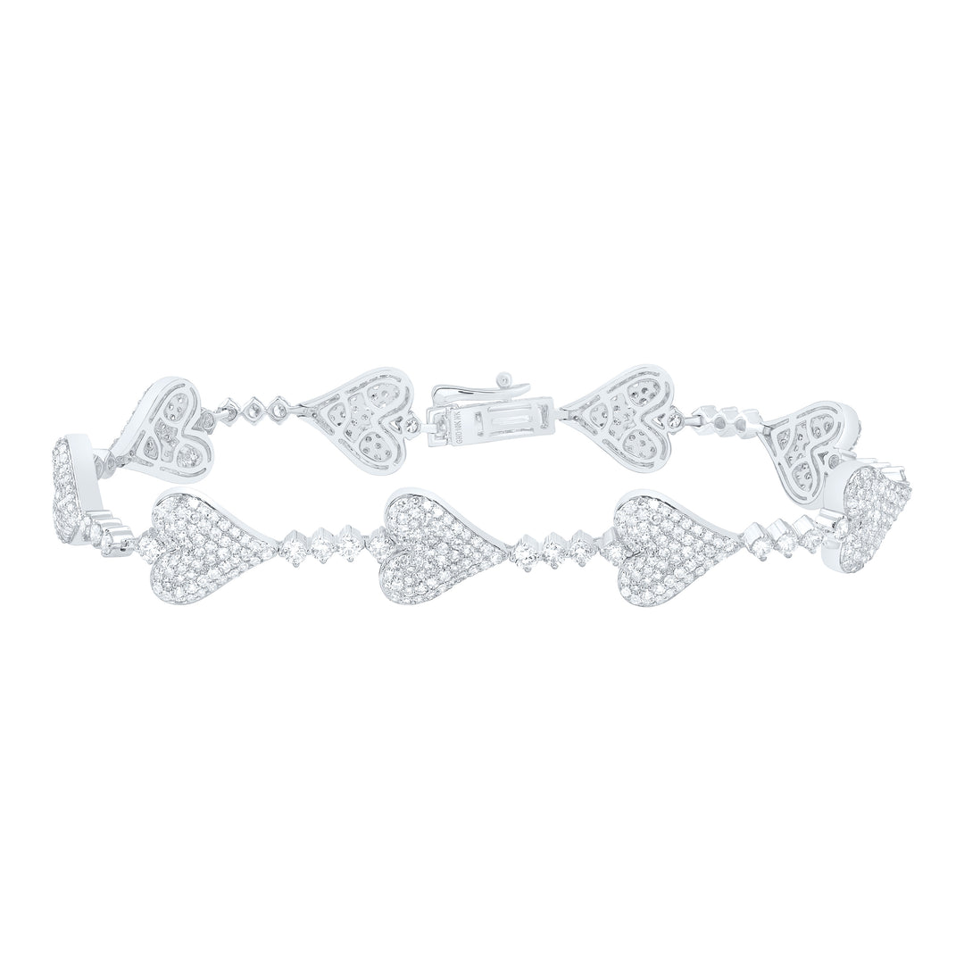 10kt Gold Diamond Heart Bracelet 3-1/4 ctw