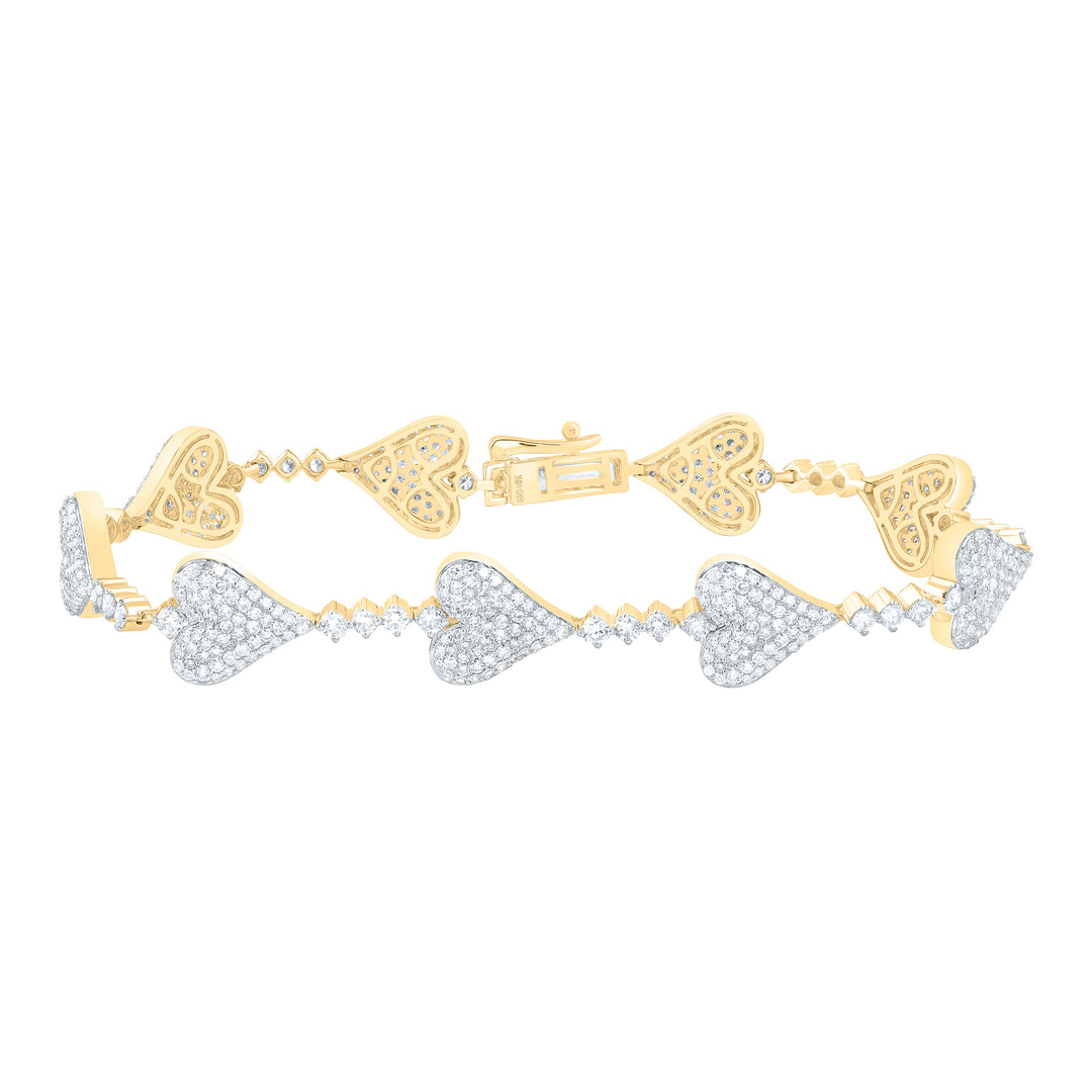 14kt Gold Diamond Heart Bracelet 3-1/4 ctw