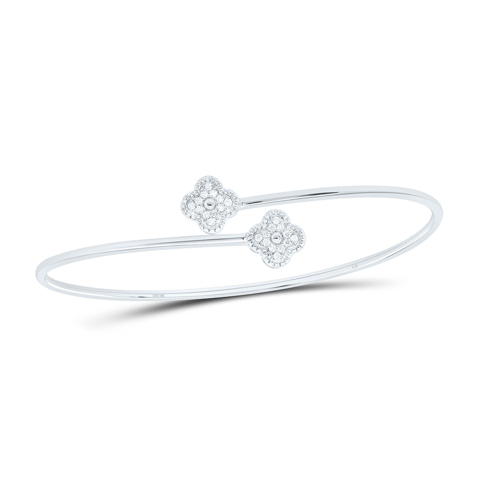 10kt Gold Diamond Clover Bangle 1/6 ctw