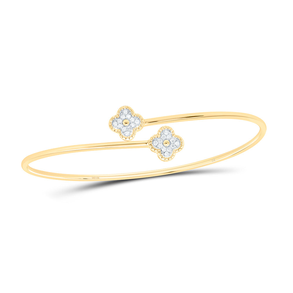 14kt Gold Diamond Clover Bangle 1/6 ctw