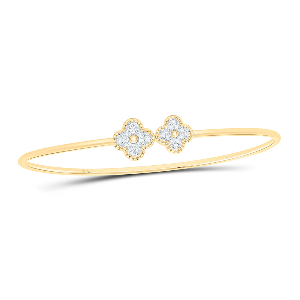 10kt Gold Diamond Clover Bangle 1/5 ctw