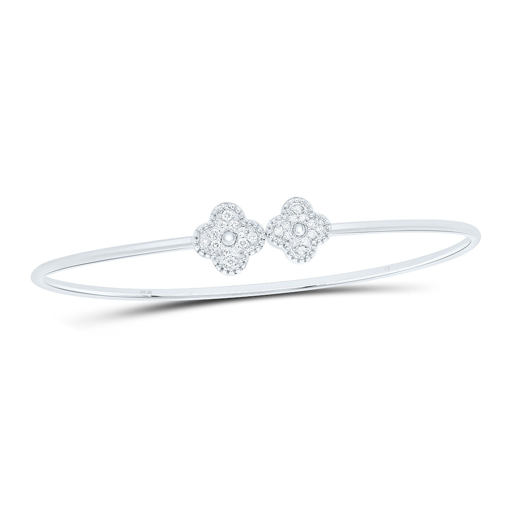 10kt Gold Diamond Clover Bangle 1/5 ctw