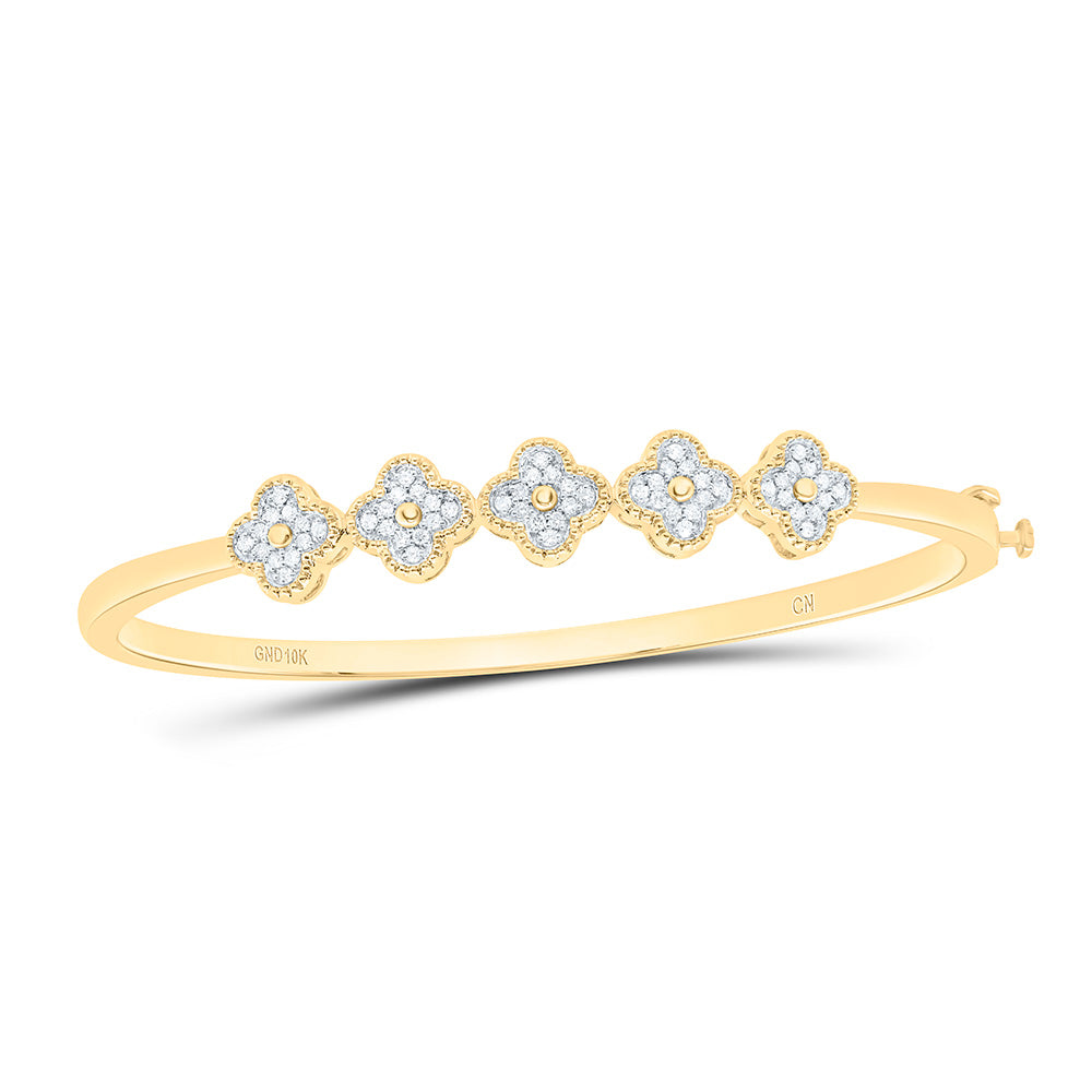 10kt Gold Diamond Clover Bangle 1/3 ctw