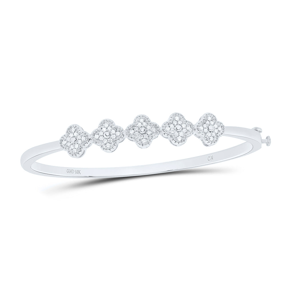 10kt Gold Diamond Clover Bangle 1/3 ctw