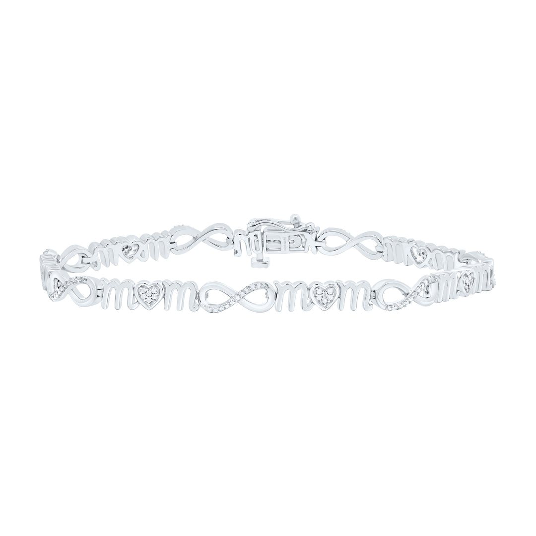 Sterling Silver Diamond Heart Mom Bracelet 1/10 ctw