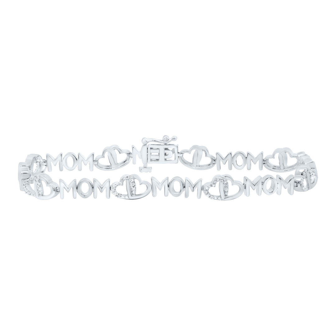 Sterling Silver Diamond Heart Mom Bracelet 1/6 ctw
