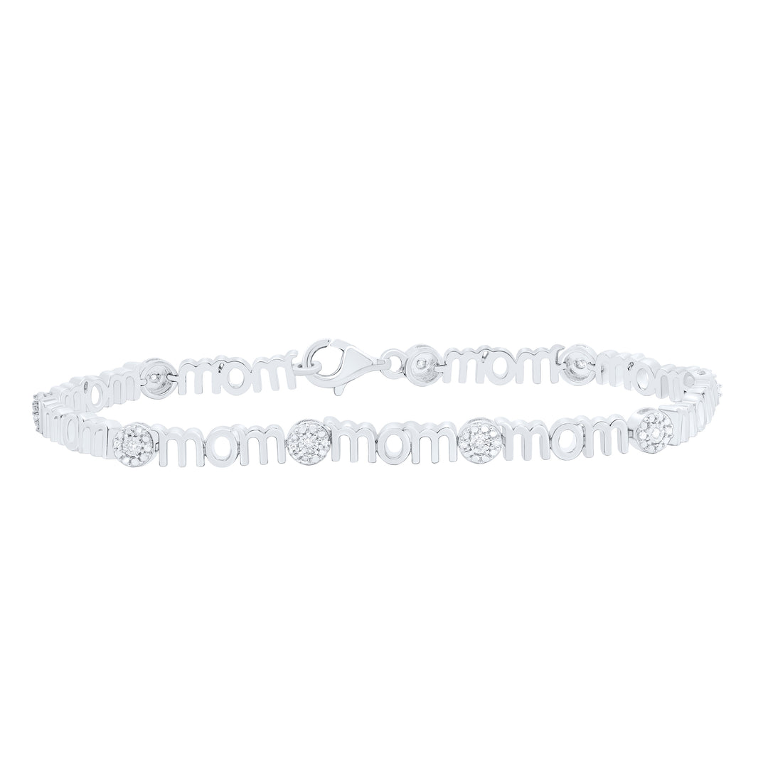 Sterling Silver Diamond Mom Bracelet 1/10 ctw