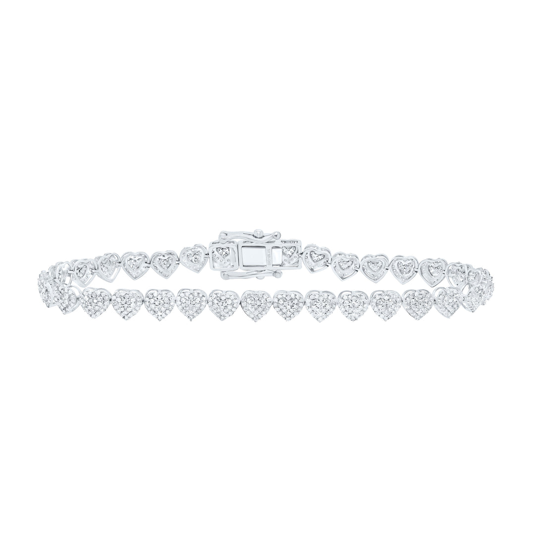 10kt Gold Diamond Heart Bracelet 2-1/3 ctw