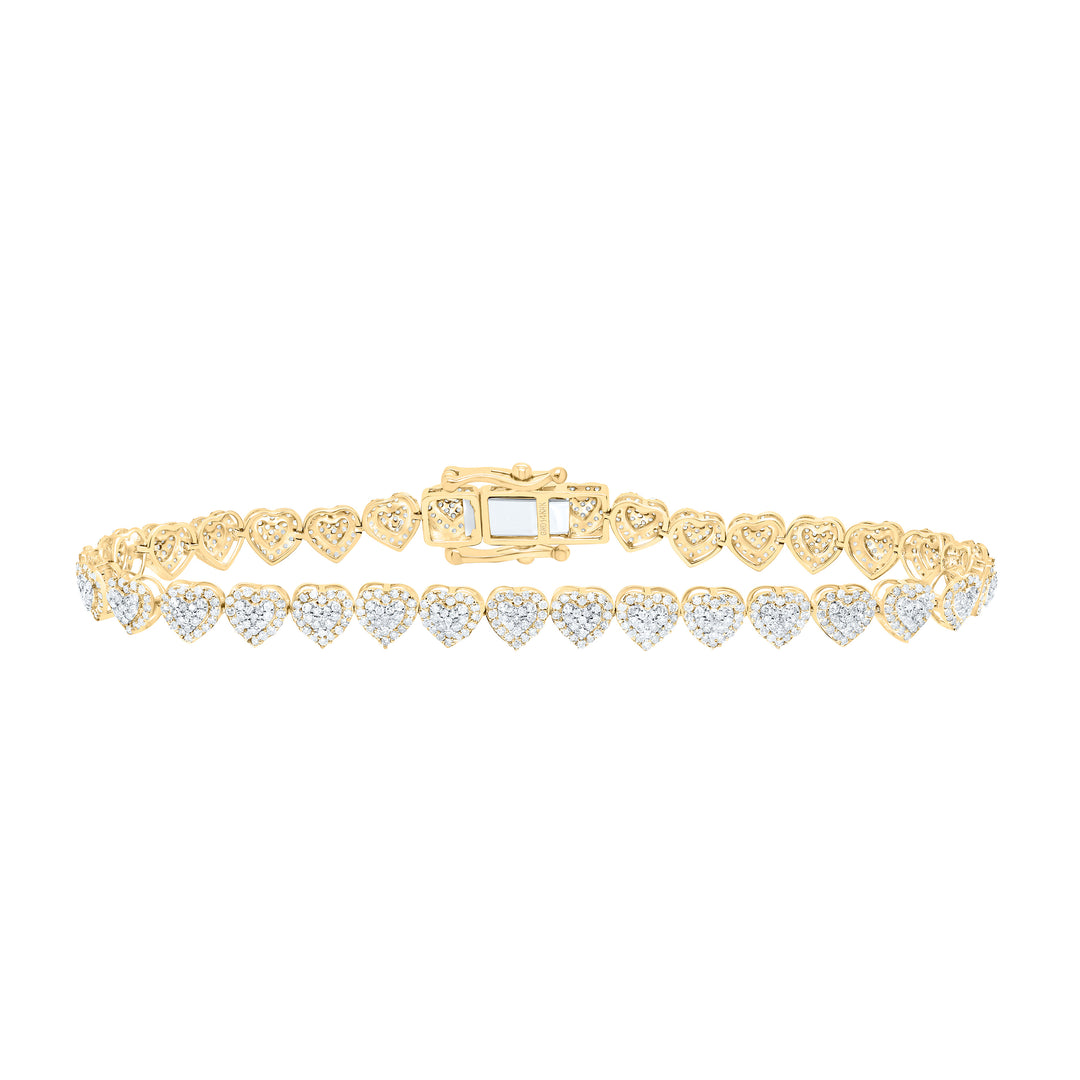 14kt Gold Diamond Heart Bracelet 2-1/3 ctw