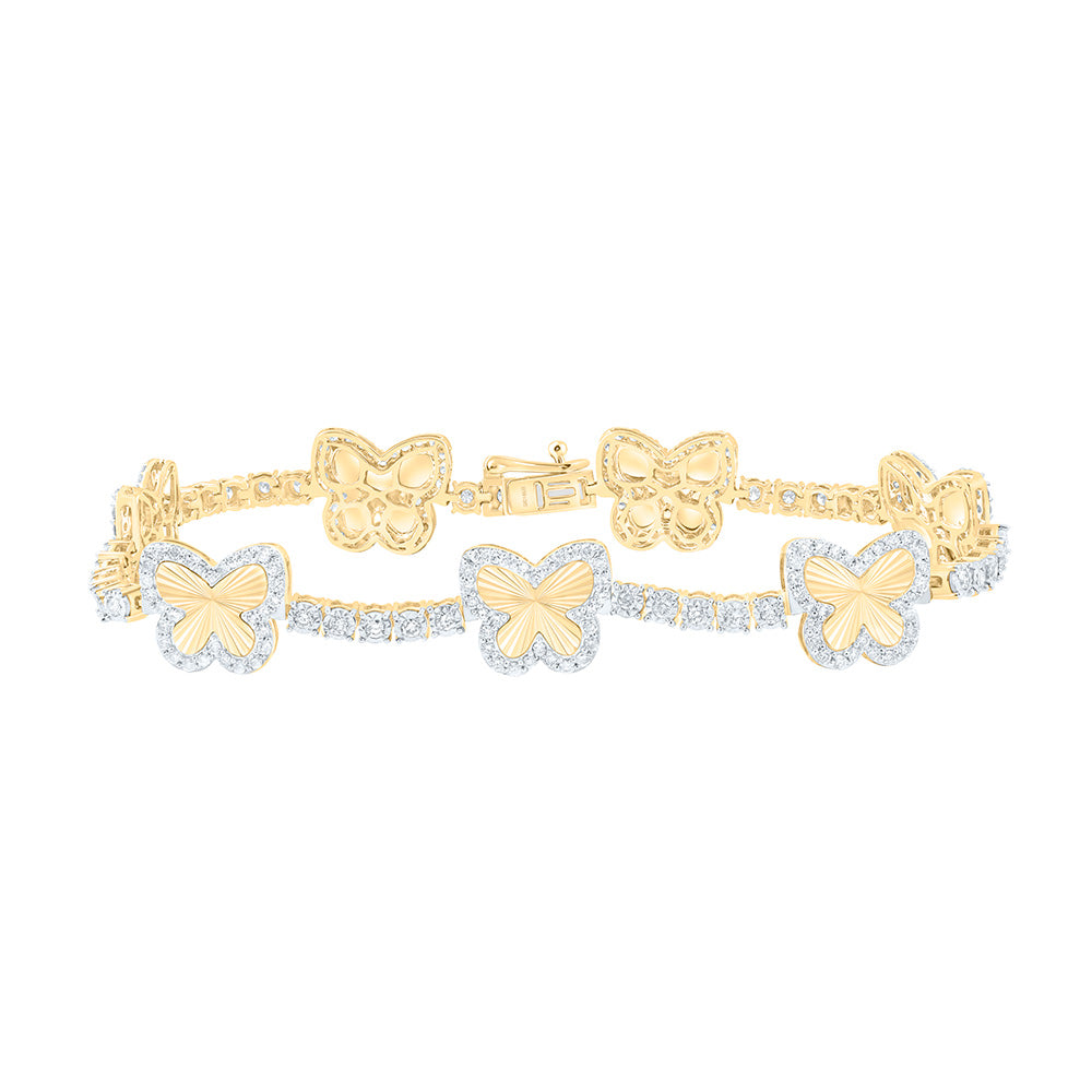 14kt Gold Diamond Butterfly Bracelet 1-7/8 ctw