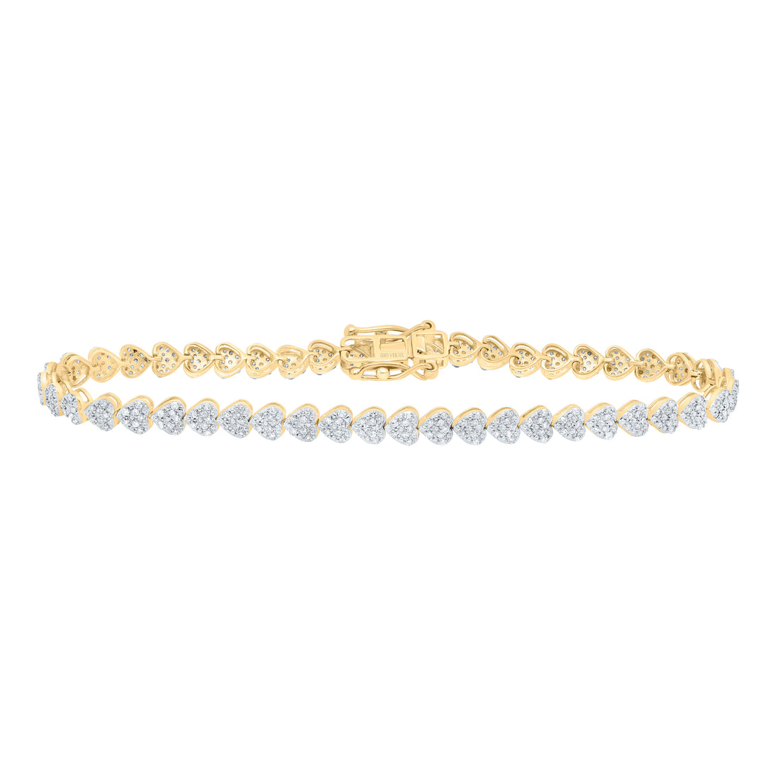 14kt Gold Diamond Heart Bracelet 7/8 ctw