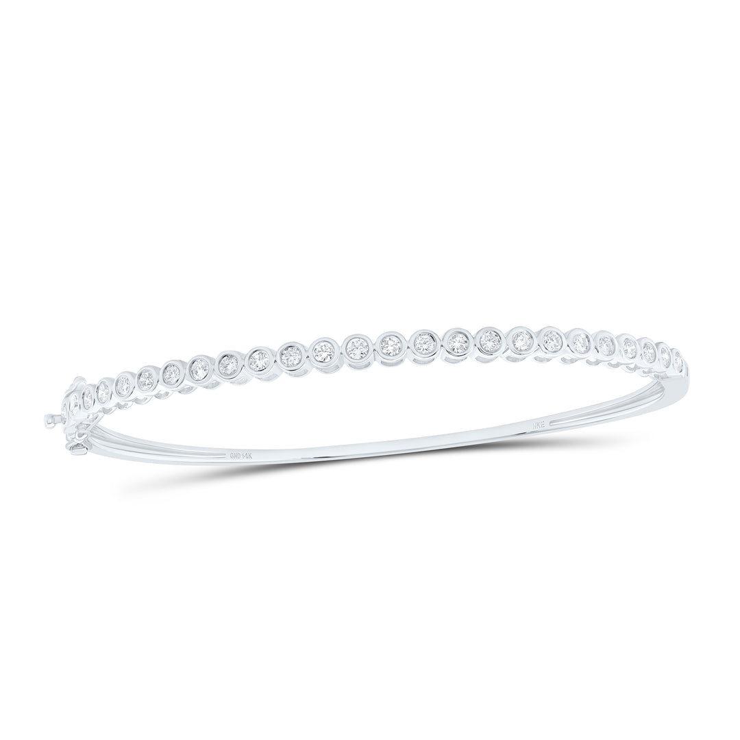 14kt Gold Diamond Tennis Bangle 1 ctw