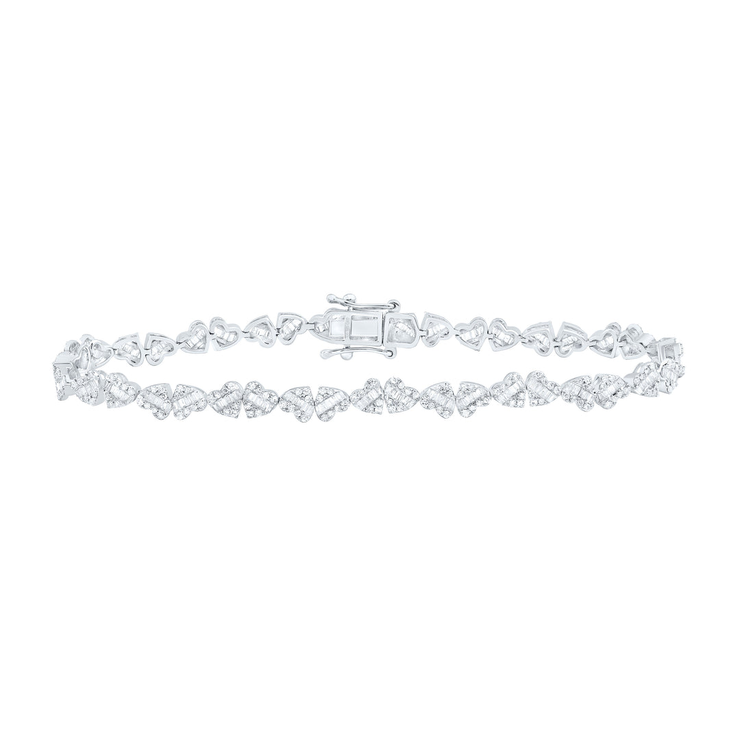 10kt Gold Diamond Heart Bracelet 1-3/4 ctw