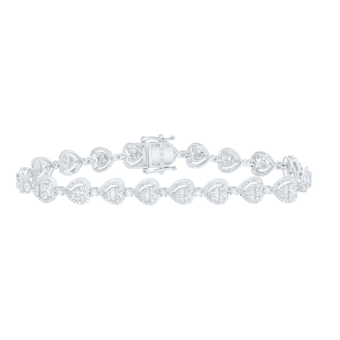 10kt Gold Diamond Heart Bracelet 2-7/8 ctw