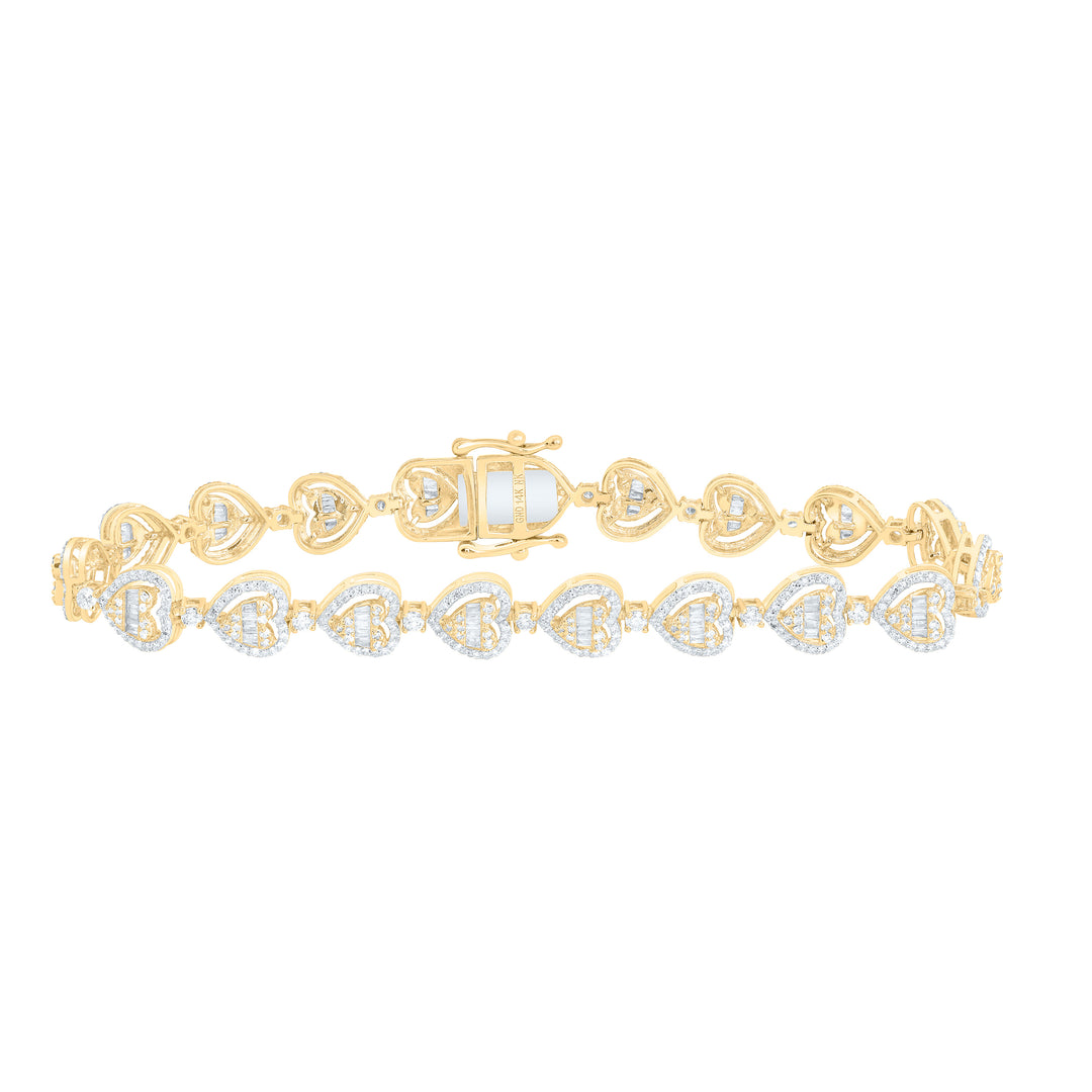 14kt Gold Diamond Heart Bracelet 2-7/8 ctw