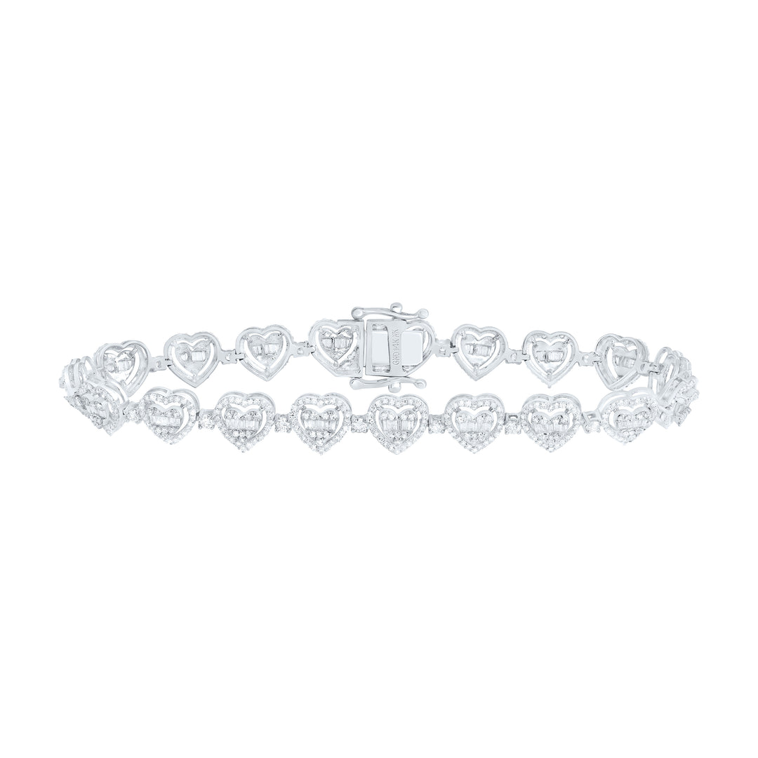 10kt Gold Diamond Heart Bracelet 2-7/8 ctw