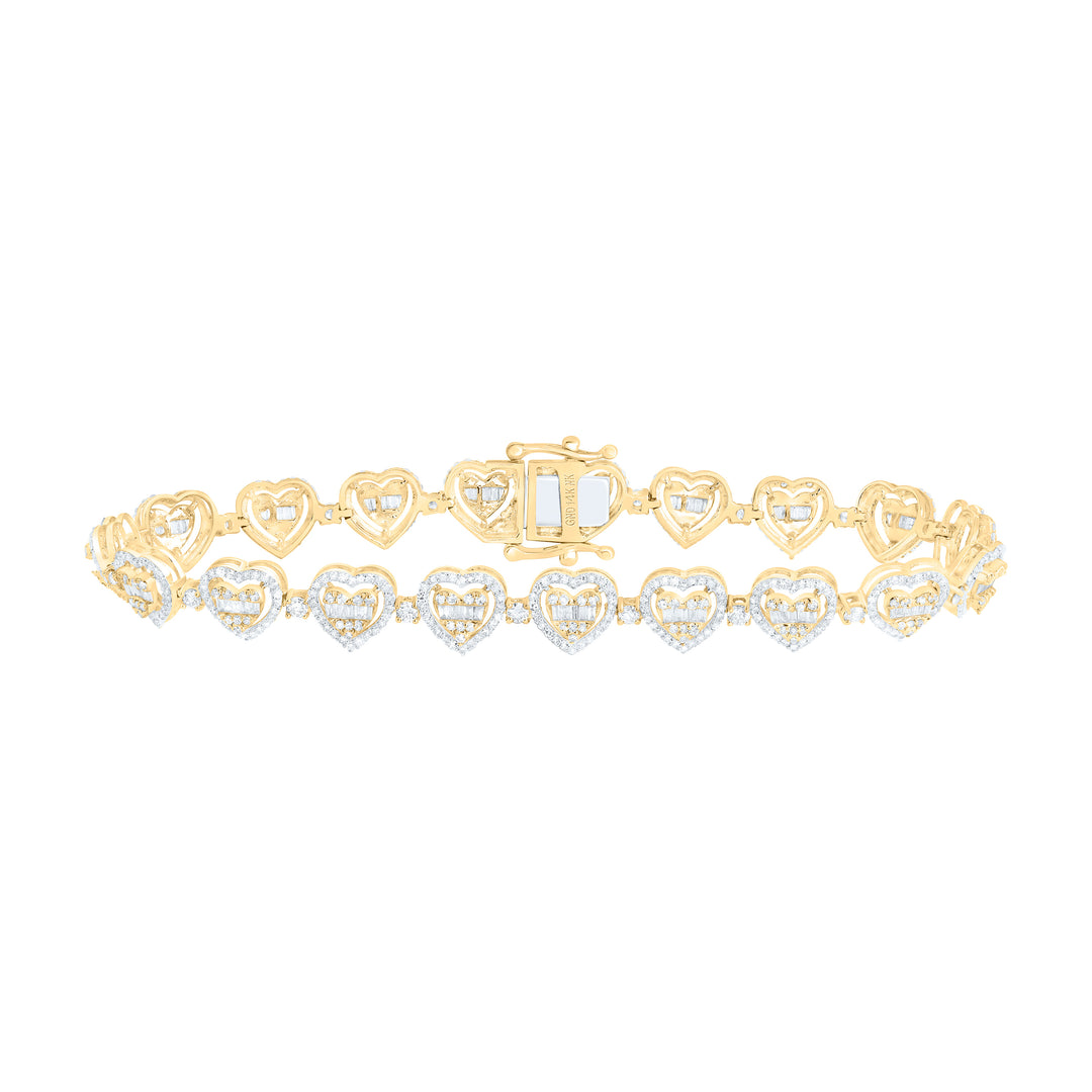 14kt Gold Diamond Heart Bracelet 2-7/8 ctw