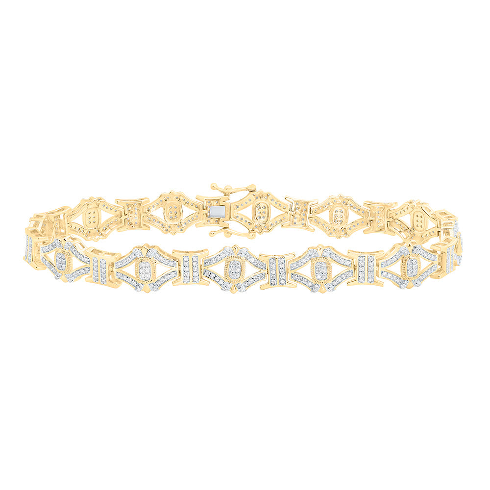 10kt Gold Men's Diamond Bracelet 1-3/4 ctw
